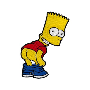 Urbanski Patch Bart Simpson shows his butt for ironing 8 x 6 cm | Patch application iron-on image