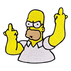 Urbanski Patch Homer Simpson shows finger to iron on 7 x 8 cm | Patch application iron-on image