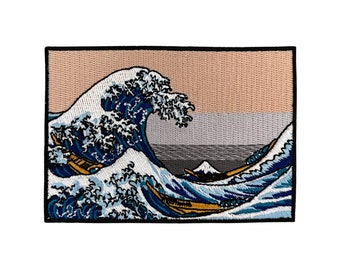 Urbanski Patch The Great Wave off Kanagawa for ironing 7 x 10 cm | Patch application iron-on image