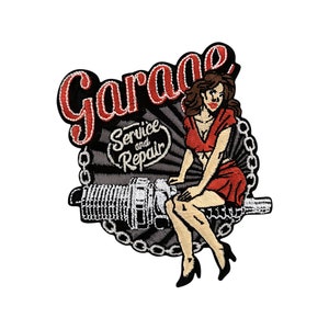 Urbanski Patch Pin Up Girl Retro Vintage Biker to iron on 9.8 x 9 cm | Patch application iron-on image