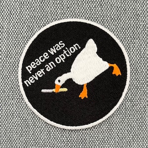 Urbanski patch goose with knife Peace was never an iron-on option 7.4 x 7.4 cm Patch application iron-on image image 3