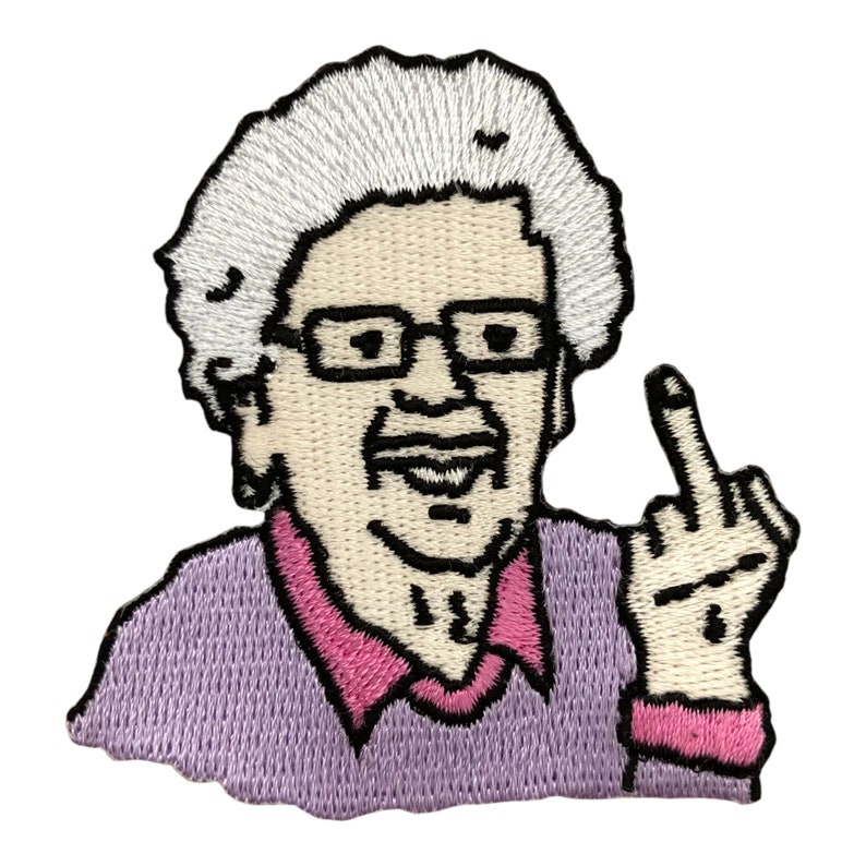 Urbanski Patch funny grandma shows fingers to iron 6.5 x 6 cm Patch Application Ironing Image image 4