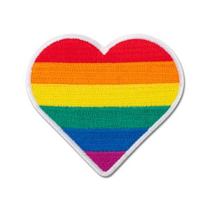 Toppa Urbanski Rainbow Heart LGBTQ Rainbow Heart da stirare 6,5 x 7,3 cm | Immagine termoadesiva dell'applicazione patch