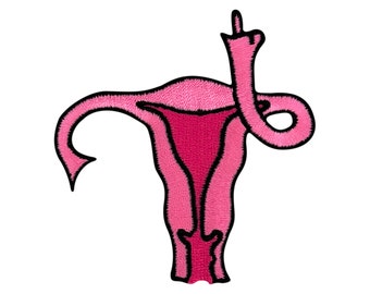 Urbanski Patch uterus showing finger to iron on 7.1 x 6.8 cm | Patch application iron-on image