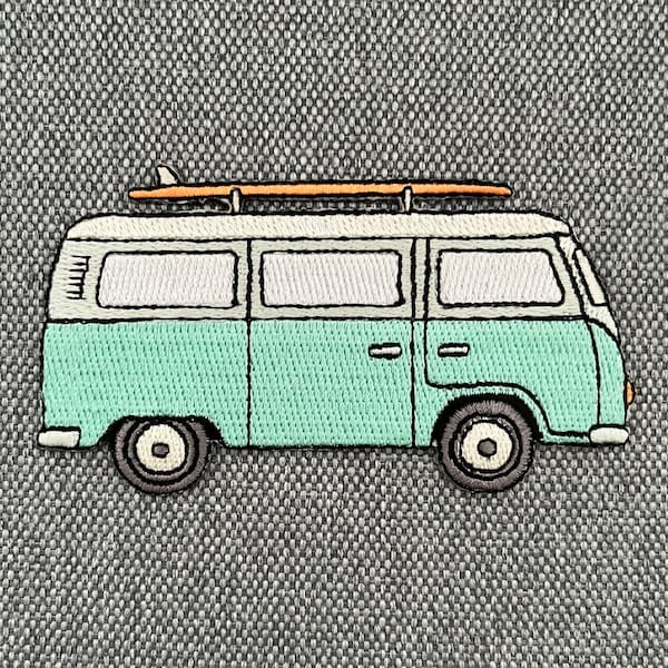 Urbanski Patch Surfer Van Bus in turquoise for ironing 5 x 9.2 cm | Patch Application Ironing Image