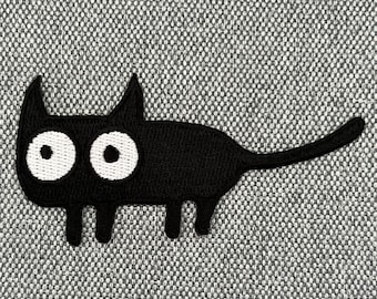 Urbanski patch funny cute black cat to iron 4.5 x 9 cm | Patch application temple picture