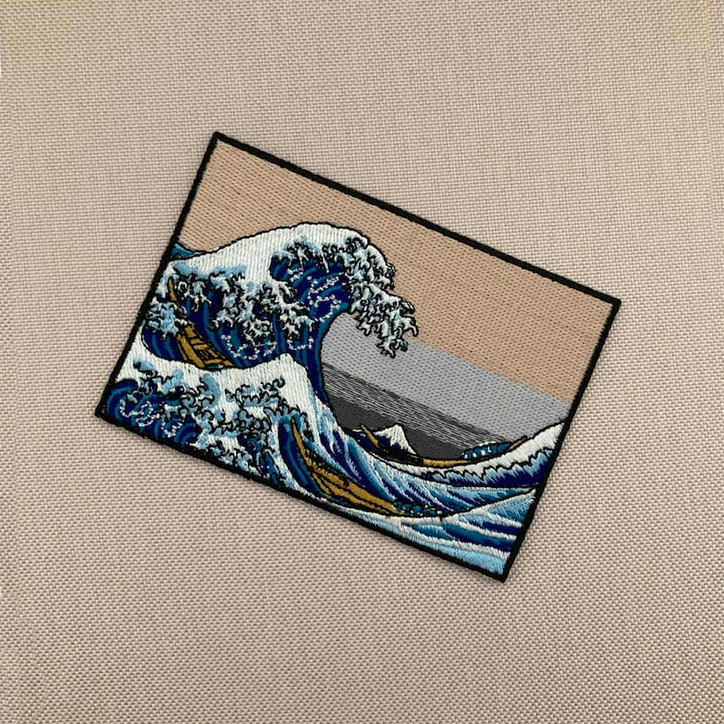 Urbanski Patch The Great Wave off Kanagawa for ironing 7 x 10 cm Patch Application Ironing Image image 3