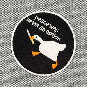 Urbanski patch goose with knife Peace was never an iron-on option 7.4 x 7.4 cm Patch application iron-on image image 2