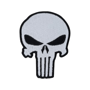 Urbanski Patch Punisher Totenkopf Skull zum Aufbügeln oder mit Klett 8 x 6 cm | Aufnäher Applikation Bügelbild