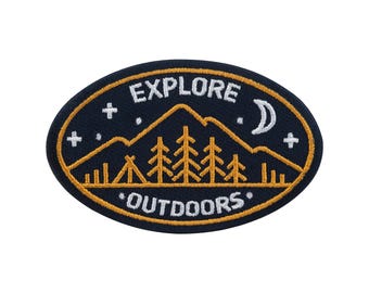 Urbanski Patch Explore Outdoors Nature Mountains Hiking Iron-On 5.4 x 8.5 cm | Patch Application Iron-On