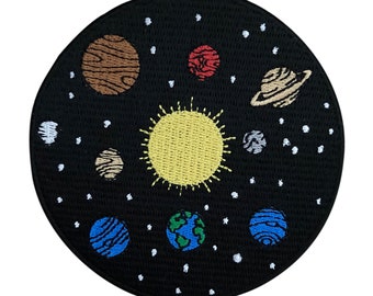 Urbanski Patch Sonnensystem mit allen Planeten zum Aufbügeln 8,7 x 8,7 cm | Aufnäher Applikation Bügelbild