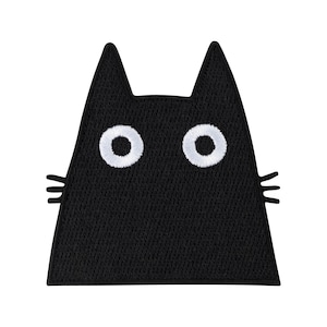 Urbanski patch zwarte kat met bange blik om op te strijken 7 x 6,5 cm | Patch-applicatie opstrijkbare afbeelding