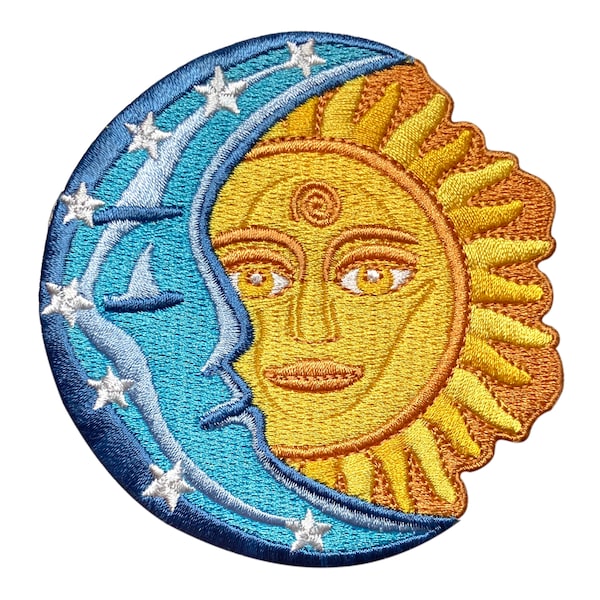 Urbanski Patch Sun Moon and Stars to iron 8.5 x 8.3 | Patch Application Ironing Image