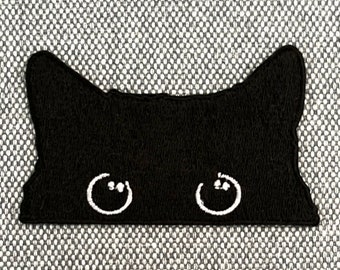 Urbanski Patch süße neugierige Katze zum Aufbügeln 4,4 x 7,2 cm | Aufnäher Applikation Bügelbild…