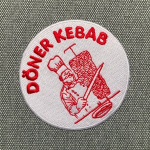 Urbanski Patch Döner Kebab Köftespieß Dönermann Chef mit oder ohne scharf zum Aufbügeln 8,4 x 8,4 cm Aufnäher Applikation Bügelbild Bild 4