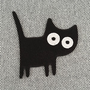 Urbanski Patch schwarze Katze mit aufgestelltem Schwanz zum Aufbügeln 7 x 6,5 cm Aufnäher Applikation Bügelbild Bild 1