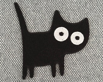 Urbanski Patch chat noir avec queue surélevée pour le repassage 7 x 6,5 cm | Image du temple de l’application patch