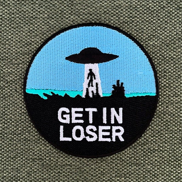 Urbanski Patch Get in Loser UFO zum Aufbügeln 7,4 x 7,4 cm | Aufnäher Applikation Bügelbild
