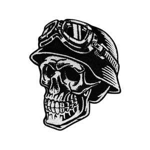 Urbanski Patch Skull Biker with Helmet Motorcycle Iron-On 9.5 x 7.5 cm | Patch Application Iron-On
