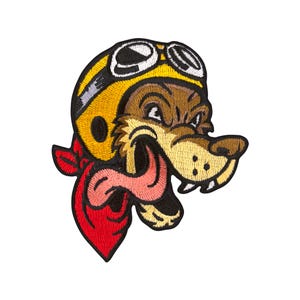 Urbanski Patch Lone Wolf Biker with Helmet Motorcycle Iron-On 9.5 x 8 cm | Patch Application Iron-On