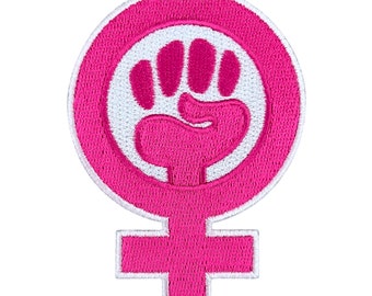 Urbanski Patch Feminism Symbol Pink Fist for ironing 8 x 5.8 cm | Patch Application Iron-on Image