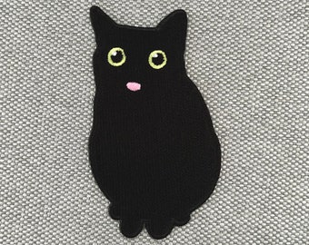 Urbanski patch cute cheeky cat shows tongue to iron on 8 x 4.3 cm | Patch application iron-on