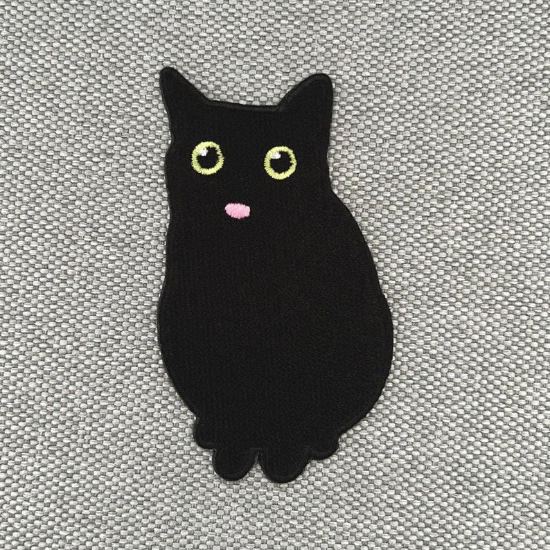 Urbanski patch cute cheeky cat shows tongue to iron on 8 x 4.3 cm Patch application iron-on image 1
