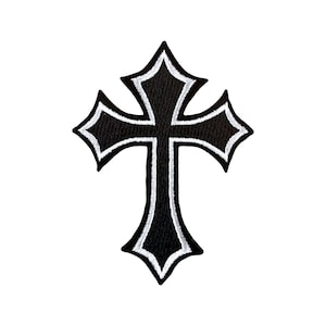 Urbanski Patch Cross black white for ironing 8 x 6 cm | Patch application iron-on image