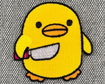 Urbanski Patch Duck with Knife Angry Duck for ironing 6 x 5.8 cm | Patch Application Iron-on Image