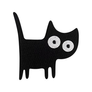 Urbanski Patch black cat with raised tail for ironing 7 x 6.5 cm | Patch application iron-on image