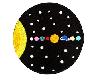 Urbanski-lapp Solsystemets universum med alla planeter stryklapp 8,4 x 8,4 cm | Stryklappsapplikation