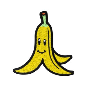 Urbanski patch grappige banaan met gezicht om op te strijken 7,3 x 6,5 cm | Patch-applicatie opstrijkbare afbeelding
