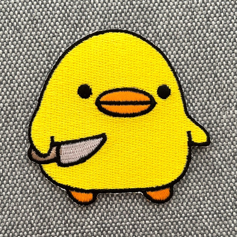 Urbanski Patch Baby Duck avec couteau en colère Canard pour le repassage 6 x 6,2 cm Image du temple de lapplication patch image 1