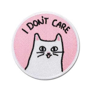 Urbanski Patch funny cat I don't care to iron on 7 x 7 cm | Patch application iron-on image