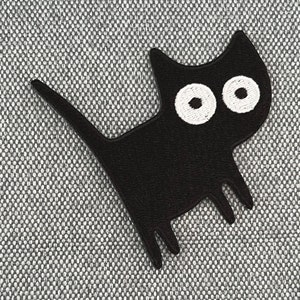 Urbanski Patch schwarze Katze mit aufgestelltem Schwanz zum Aufbügeln 7 x 6,5 cm Aufnäher Applikation Bügelbild Bild 3