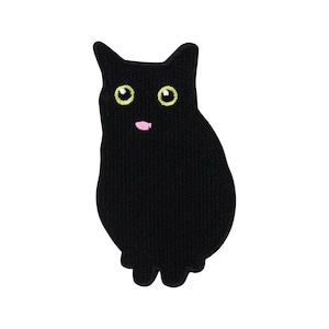 Parche Urbanski lindo gato travieso muestra la lengua para planchar 8 x 4,3 cm | Imagen termoadhesiva de aplicación de parche