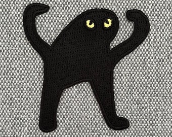 Urbanski patch funny cursed cat funny cursed cat to iron on 6.5 x 6.5 cm | Patch application iron-on