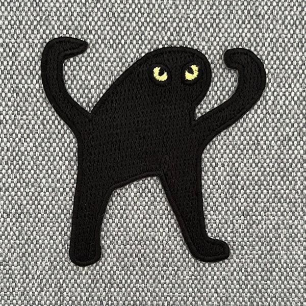 Urbanski patch funny cursed cat funny cursed cat to iron on 6.5 x 6.5 cm | Patch application iron-on