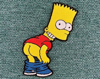 Urbanski Patch Bart Simpson zeigt seinen Po zum Aufbügeln 8 x 6 cm | Aufnäher Applikation Bügelbild