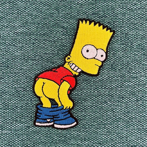 Urbanski Patch Bart Simpson zeigt seinen Po zum Aufbügeln 8 x 6 cm | Aufnäher Applikation Bügelbild