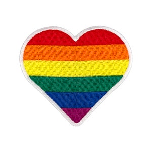 Urbanski Patch Rainbow Heart LGBTQ Rainbow Heart to iron on 6.5 x 7.3 cm | Patch application iron-on image