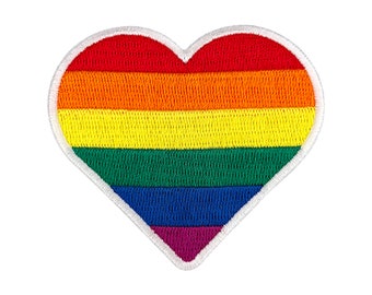 Urbanski Patch Rainbow Heart LGBTQ Rainbow Heart to iron on 6.5 x 7.3 cm | Patch application iron-on image