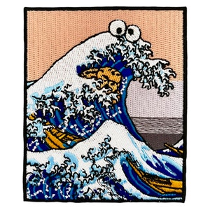Urbanski Patch The Great Cookie Monster au large de Kanagawa pour le repassage 8,5 x 7 Image du temple de lapplication patch image 4