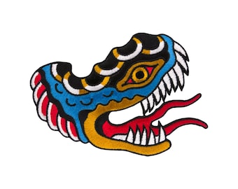 Urbanski Patch Snake Head for Ironing 12 x 8.5 cm | Patch Application Iron-On