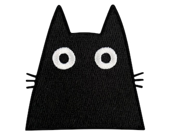 Urbanski Patch black cat with frightened look to iron on 7 x 6.5 cm | Patch application iron-on image