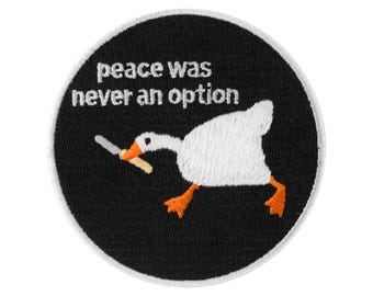 Urbanski Patch Goose with Knife Peace was never an Option for ironing 7.4 x 7.4 cm | Patch Application Iron-on
