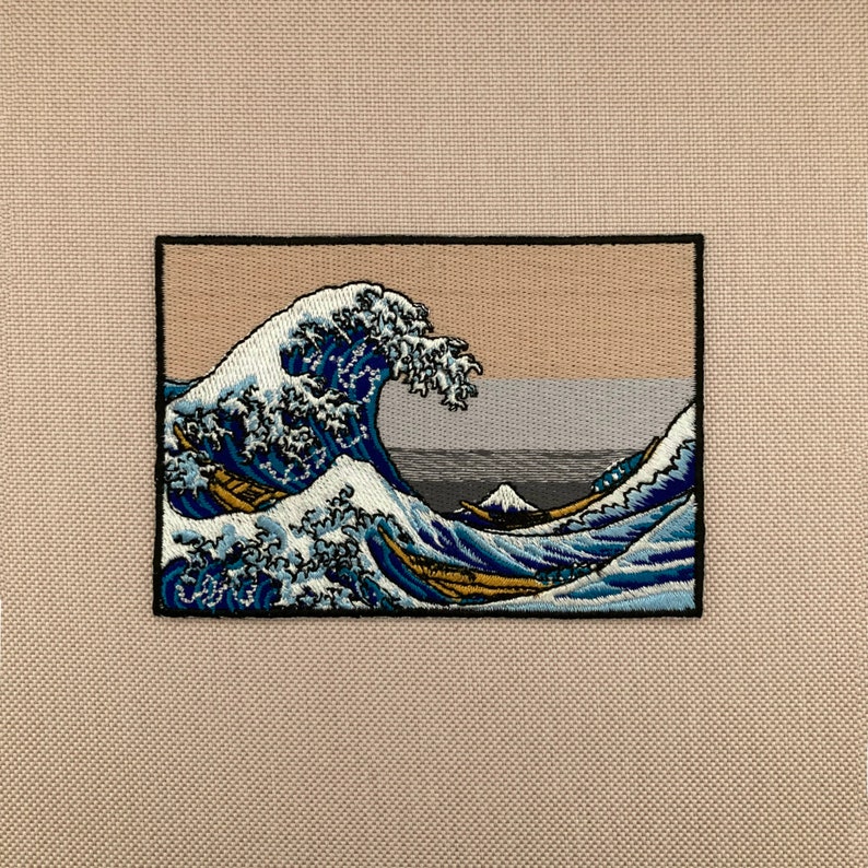 Urbanski Patch The Great Wave off Kanagawa zum Aufbügeln 7 x 10 cm Aufnäher Applikation Bügelbild Bild 1