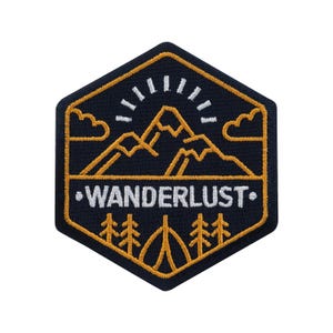 Urbanski Patch Wanderlust Nature Mountains Hiking Camping Iron-On 7.8 x 6.9 cm | Patch Application Iron-On