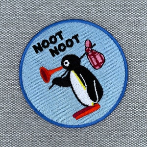 Patch Urbanski mignon Pingu Noot Noot à repasser 7,4 x 7,4 cm Image thermocollante pour application d'un patch image 3