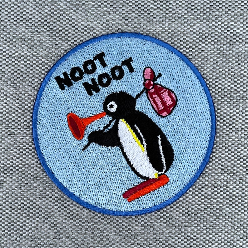 Patch Urbanski mignon Pingu Noot Noot à repasser 7,4 x 7,4 cm Image thermocollante pour application d'un patch image 3